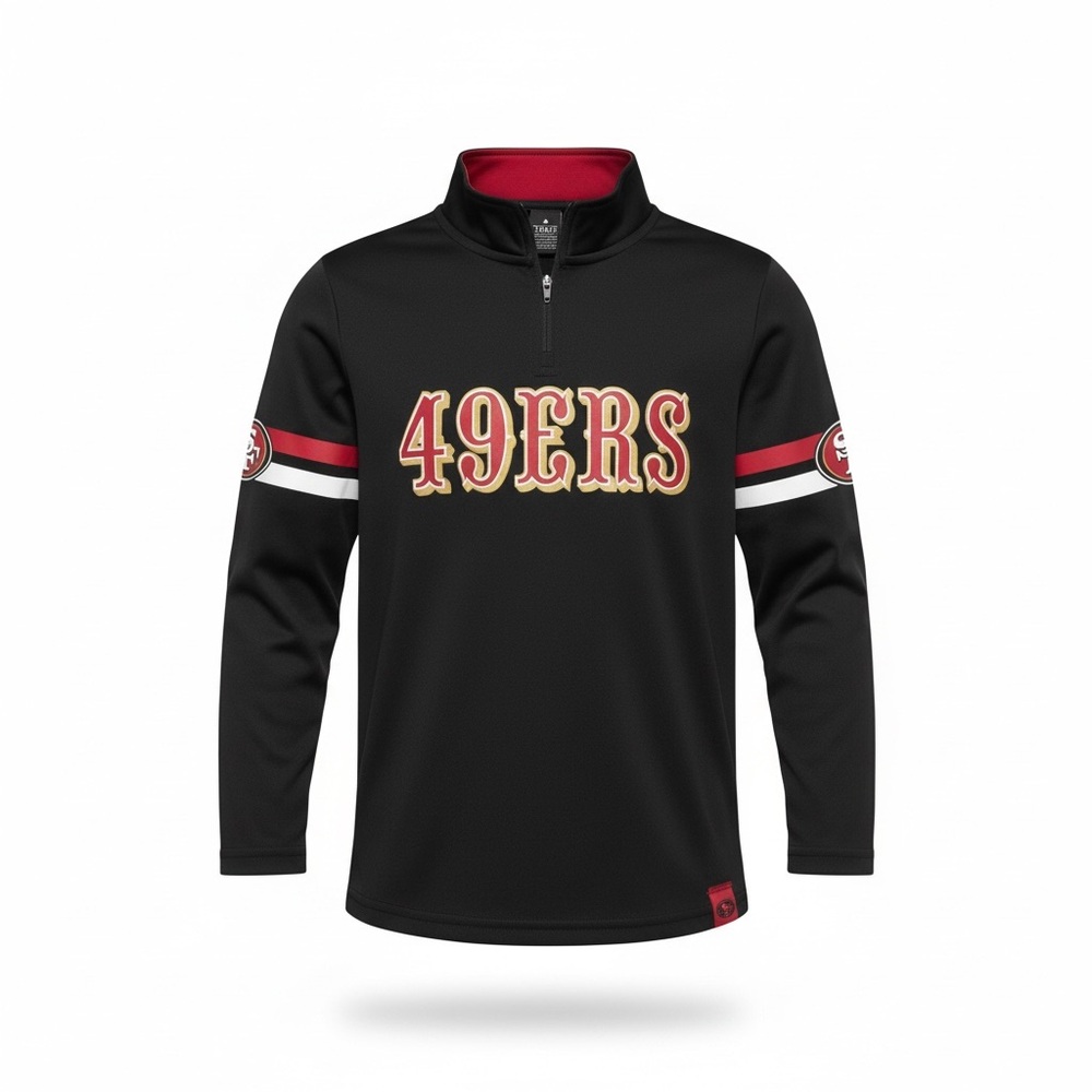 Team Apparel Black and Red 49ers Kids Long Sleeve Tee